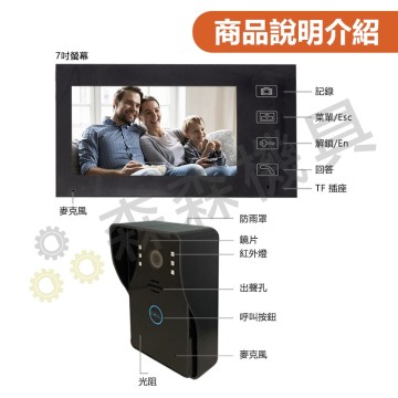 【Komori森森機具】現貨 可視門鈴 智能7寸可視對講 高清監控門鈴 無線電鈴 監控門鈴 電鈴 無線門鈴 看護鈴 求救鈴 服務鈴