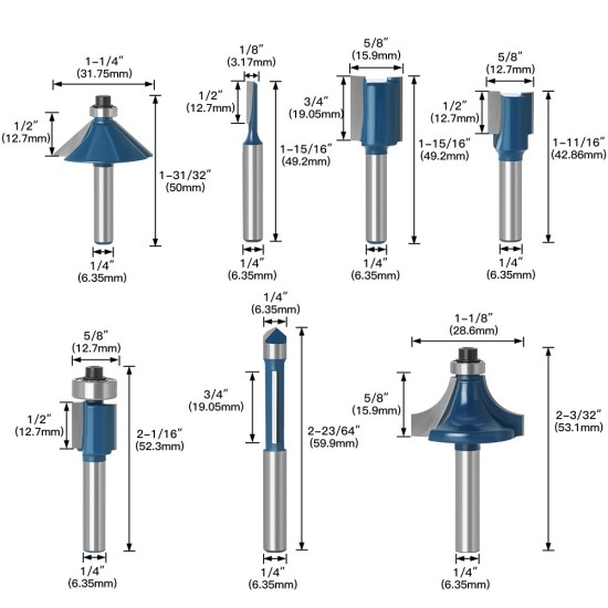 【Komori 森森機具】修邊機15件配件套組 修邊機配件 修邊刀配件 【Komori 森森機具】修邊機15件配件套組 修邊機配件 修邊刀配件