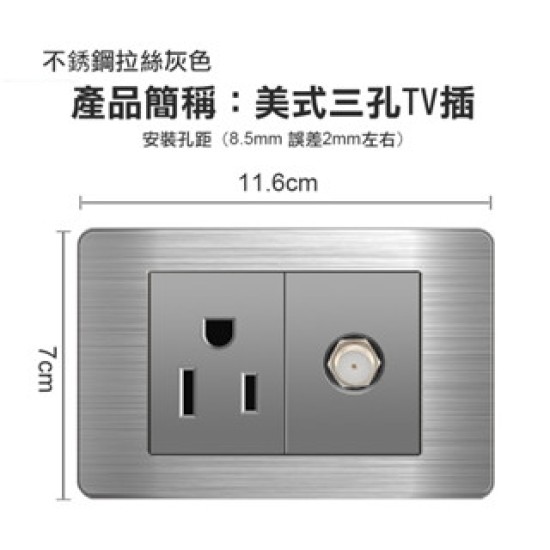 【Komori森森機具】現貨 插座開關面板 不鏽鋼拉絲系列面板 單開雙開三開 接地雙插座 三插座 不銹鋼拉絲面板 灰色面板 燈具開關 牆壁電器插座